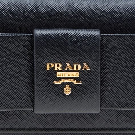 PRADA Saffiano Fiocco Bow Continental Wallet Black